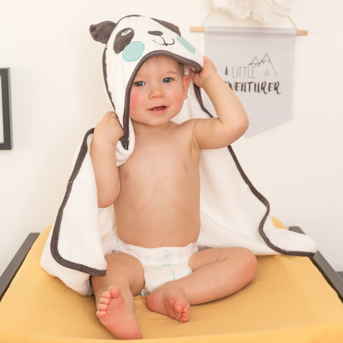 Baby Towel Panda White Black